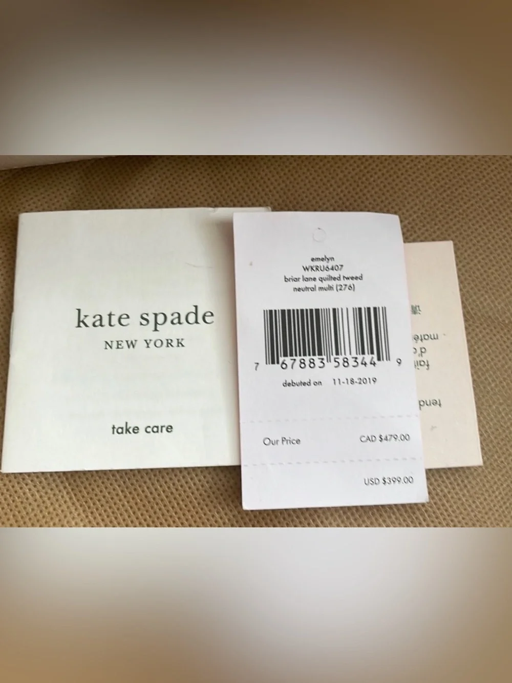 NWOT Rare Deadstock Kate Spade Briar Lane Emelyn Tweed Crossbody